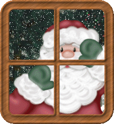 Julemand ser ind af vindue