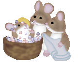 Museunge i valn�dde-badekar og musefar og musemor