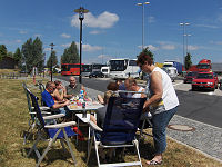 Frokost p� rastepladsen Fr�nkische Schweitz