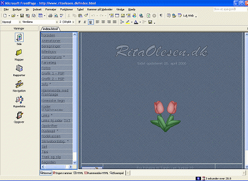Rammeside: Hele index-siden, b�de menuen og indholdssiden