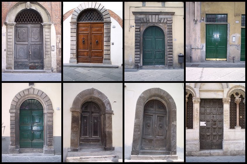 Store d�re i byhuse i Lucca.