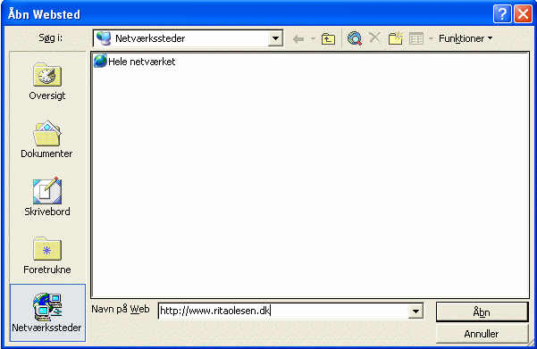 Vinduet �bn Websted