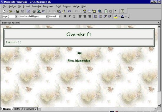 �ben side i Frontpage - Panelet visninger er IKKE �bnet