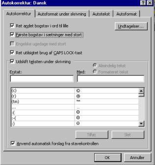 Fjern fluebenet ud for feltet: 'F�rste bogstav i s�tninger med stort'