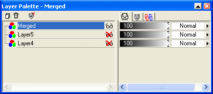 De 3 udsnit ligger nu på laget Merged