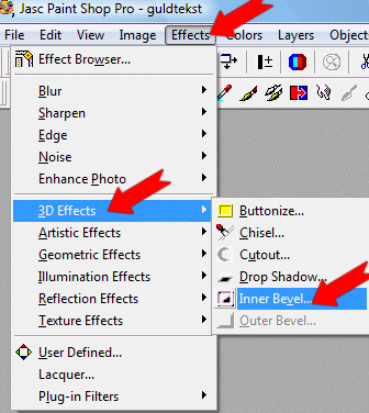 Klik p�: Effects/3D Effects/Inner Bevel