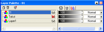 Efter omd�bning af to lag og lukning af laget med teksten