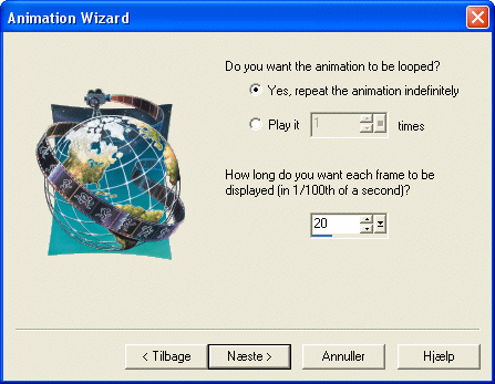 Hastighed 20. Hastigheden kan rettes p� de enkelte billeder senere.