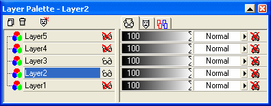 De 2 lag der skal l�gges sammen til 1 lag er �bnede, de �vrige er lukkede
