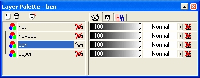 2 lag med et ben p� hvert, er blevet lagt sammen til 1 lag, der er omd�bt til 'ben'.