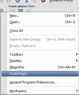 H�jreklik p� en v�rkt�jslinje og v�lg Customize