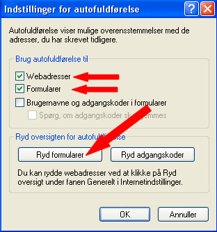 Klik p� knappen Ryd formularer. OK.